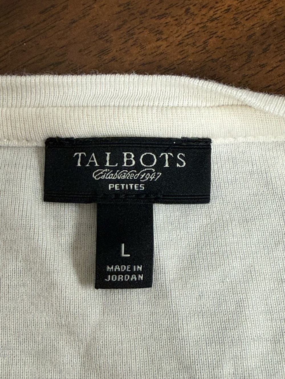 Talbots Petite Large Cream Floral Applique Tee Short Sleeve Knit Top - Picture 7 of 9